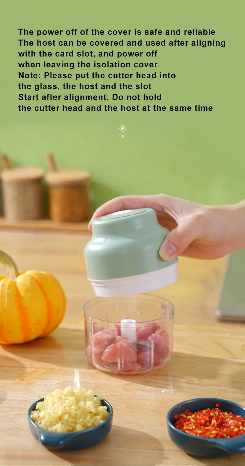 Portable Electric Mini Chopper – USB Rechargeable Garlic & Veggie Chopper