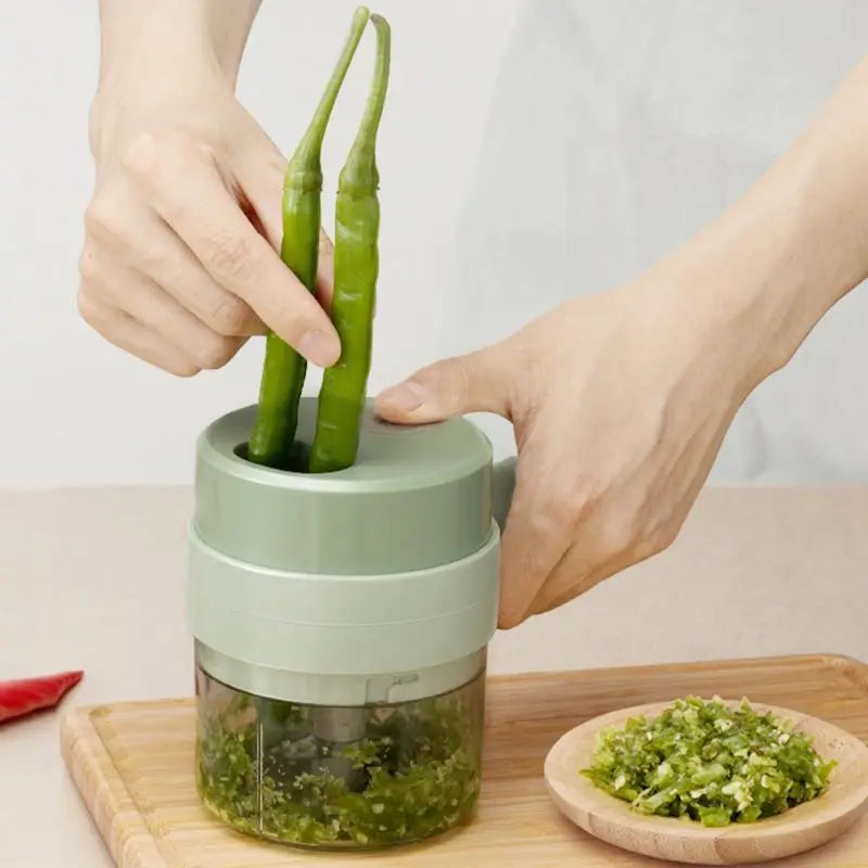4-in-1 Electric Vegetable Cutter – Cordless Slicer & Chopper Set