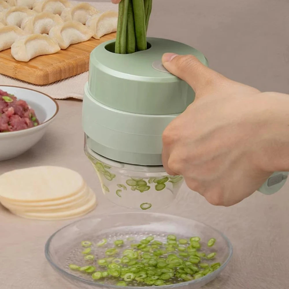 4-in-1 Electric Vegetable Cutter – Cordless Slicer & Chopper Set