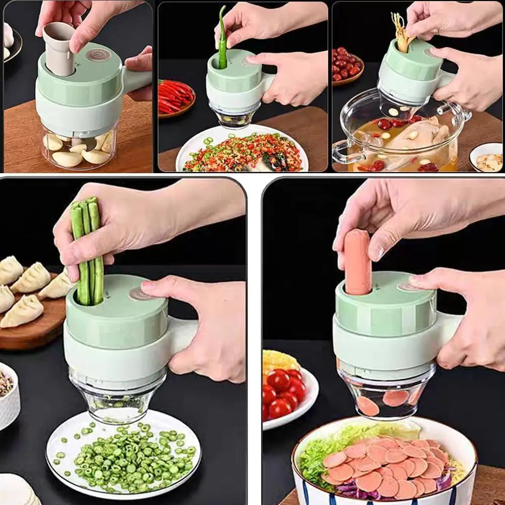 4-in-1 Electric Vegetable Cutter – Cordless Slicer & Chopper Set