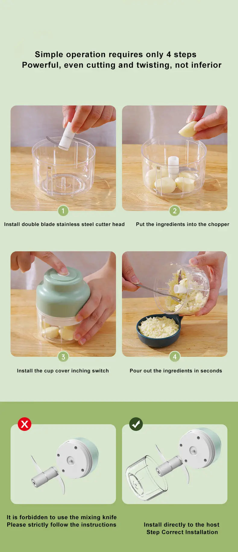 Portable Electric Mini Chopper – USB Rechargeable Garlic & Veggie Chopper