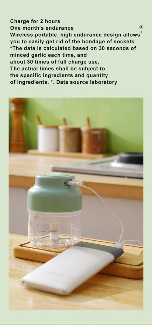 Portable Electric Mini Chopper – USB Rechargeable Garlic & Veggie Chopper