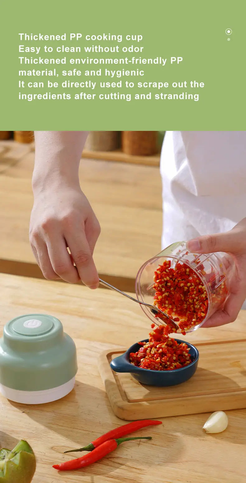 Portable Electric Mini Chopper – USB Rechargeable Garlic & Veggie Chopper